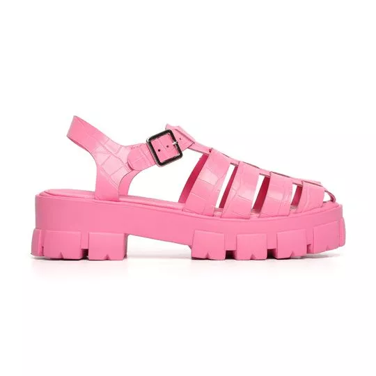 Sandália Plataforma Com Tiras- Pink