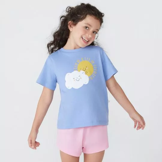Pijama Sol e Nuvem- Azul & Rosa Claro