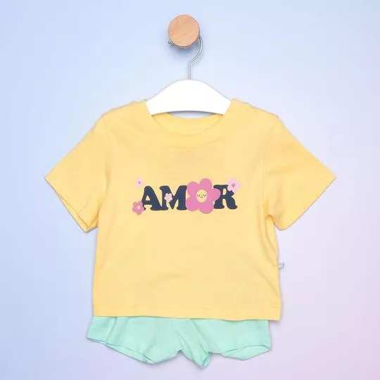 Pijama Amor- Amarelo & Verde Claro