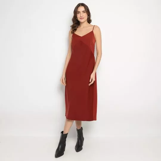 Vestido Midi Marietta- Vermelho Escuro