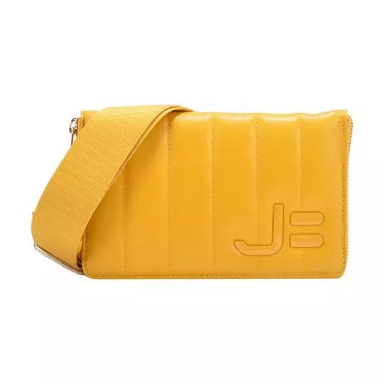 Bolsa Transversal Em Couro - Amarela - 13x19,5x2,5cm - Jorge Bischoff