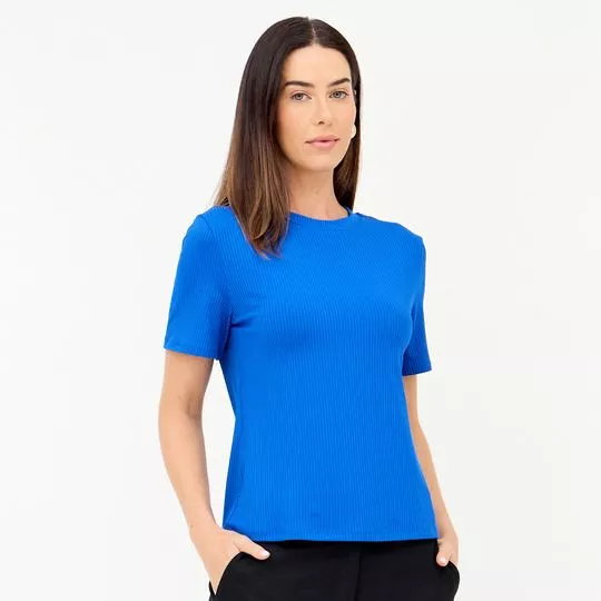 Camiseta Canelada- Azul Royal