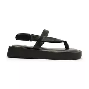Sandália Plataforma Com Tiras<BR>- Preta<BR>- Salto: 3,5cm