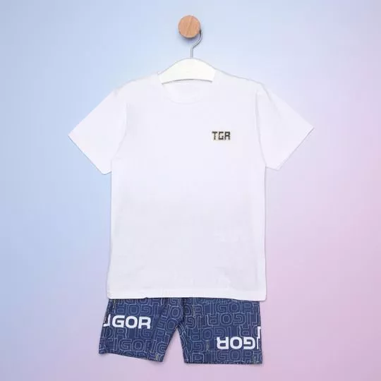 Conjunto De Camiseta & Bermuda Tigor®- Branco & Azul