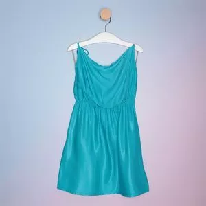 Vestido Acetinado<BR>- Azul Turquesa