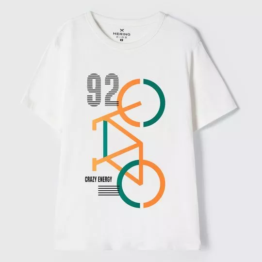 Camiseta Bicicleta- Branca & Laranja