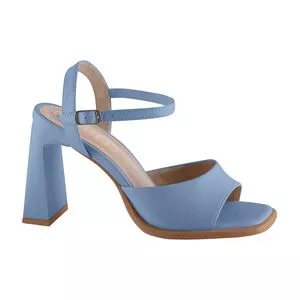 Sandália Com Pespontos<BR>- Azul<BR>- Salto: 9,5cm
