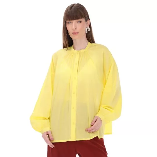 Camisa Com Franzidos- Amarela