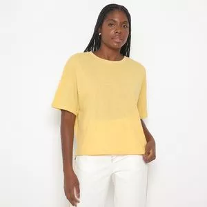 Camiseta Em Flamê<BR>- Amarelo Claro