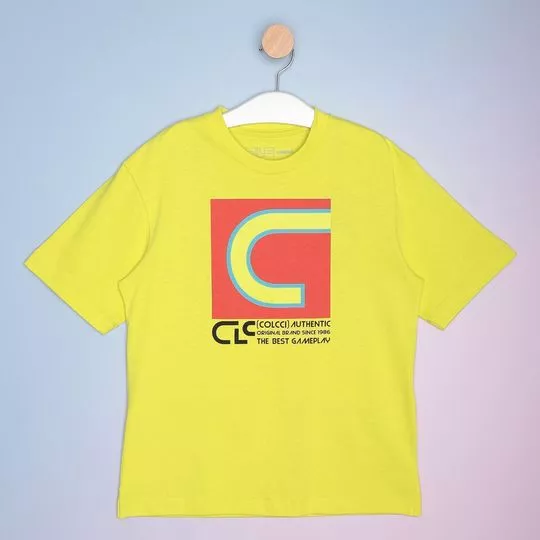 Camiseta Abstrata- Amarela & Vermelha- Colcci