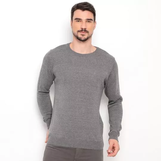 Suéter Em Tricô- Cinza Escuro- Colcci