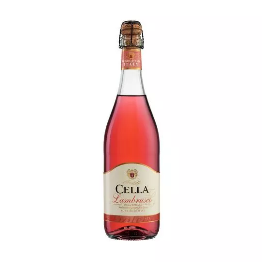 Vinho Cella Lambrusco Rosé- Lambrusco Di Sorbara - Lambrusco Salamino- Itália, Emília Romagna- 750ml- La Pastina
