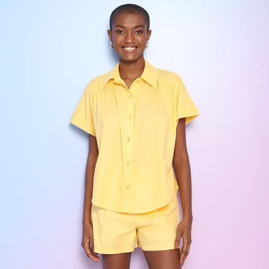 Camisa Com Pregas- Amarela- Zinco