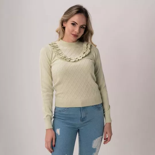 Suéter Em Tricô- Verde Claro