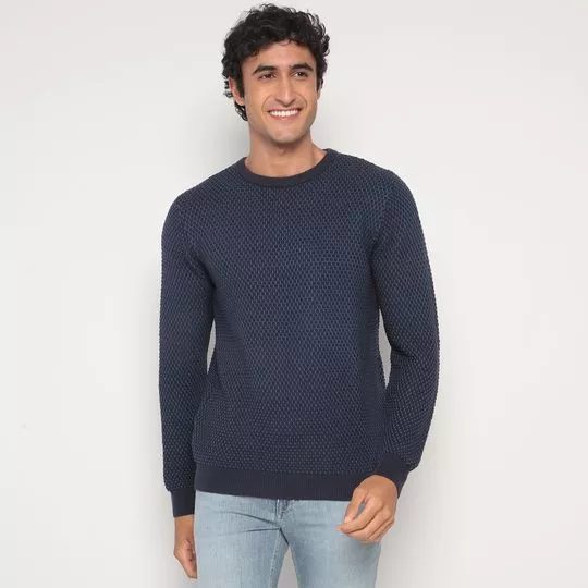 Suéter Texturizado- Azul Marinho & Azul