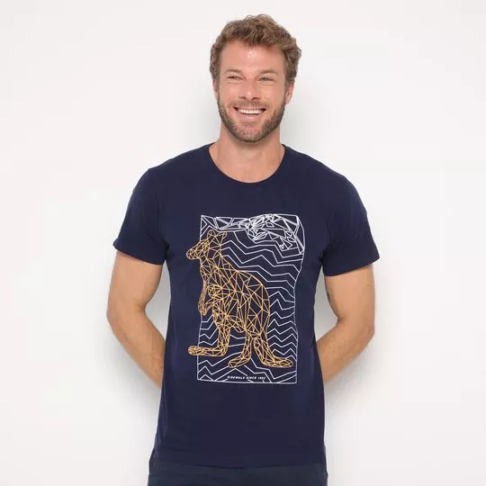 Camiseta Canguru- Azul Marinho & Branca