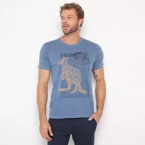 Camiseta Canguru<BR>- Azul Escuro & Laranja Claro