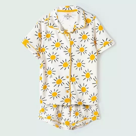 Pijama Sol- Off White & Amarelo