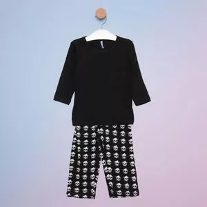 Pijama Infantil Caveiras<BR>- Preto & Off White<BR>- Jogê