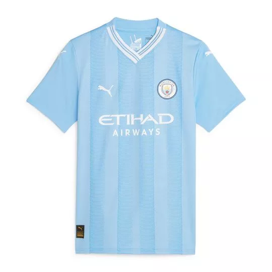 Camiseta Manchester City®- Azul Claro & Branca