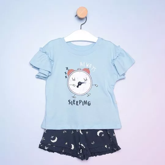 Pijama Infantil Com Lua- Azul Claro & Azul Marinho- Hering Kids