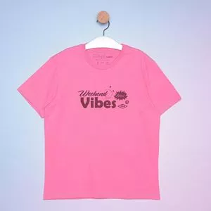 Camiseta Weekend Vibes<BR>- Rosa & Vinho<BR>- Colcci