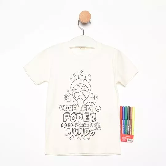 Camiseta Com Inscrições- Off White & Preta- MiniTips