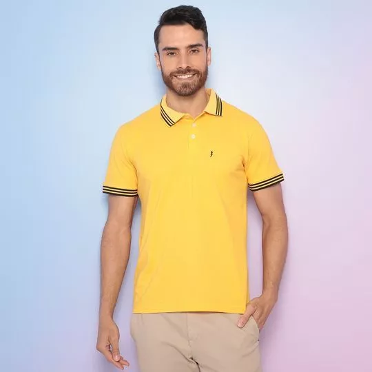 Polo Em Piquê Com Bordado- Amarela & Preta