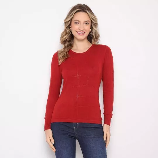 Suéter Em Tricô- Vermelho