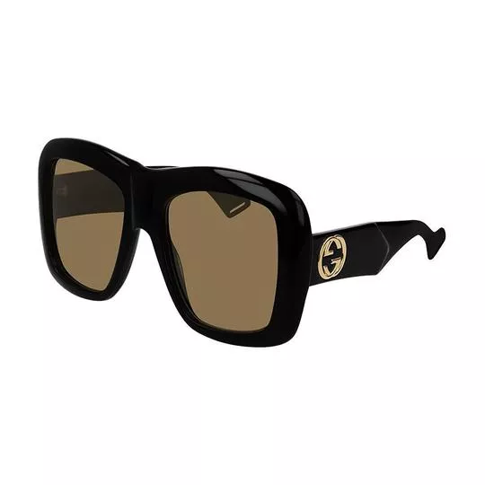 Óculos De Sol Quadrado- Preto- Gucci