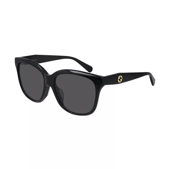 Óculos De Sol Arredondado- Preto- Gucci