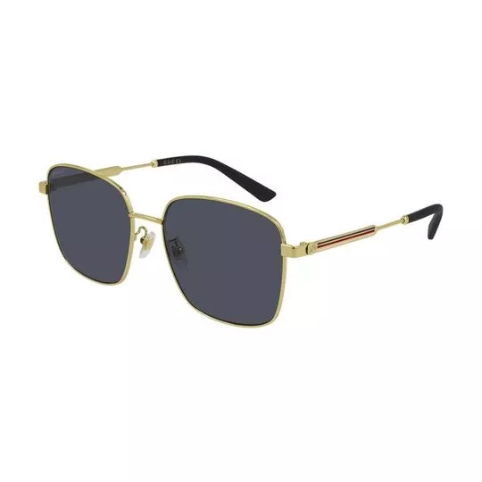 Óculos De Sol Quadrado- Dourado & Azul Marinho- Gucci