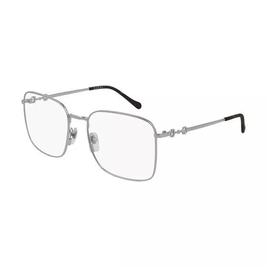 Armação Quadrada Para Óculos De Grau- Prateada- Gucci