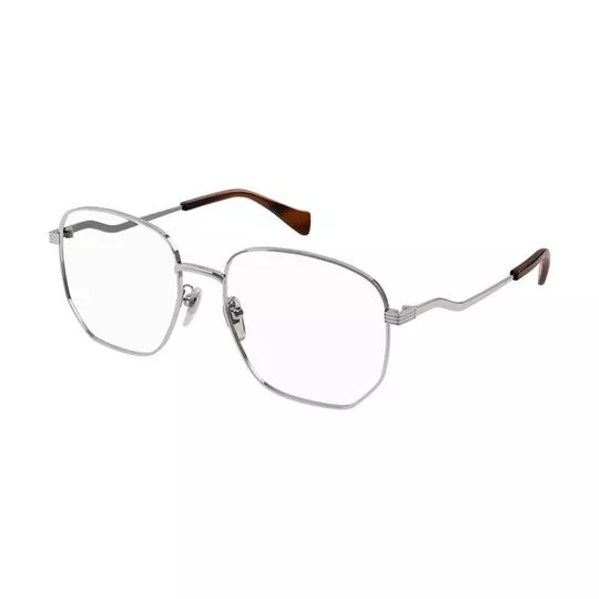 Armação Quadrada Para Óculos De Grau- Prateada- Gucci
