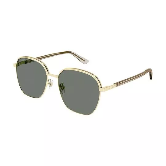Óculos De Sol Arredondado- Dourado & Cinza- Gucci