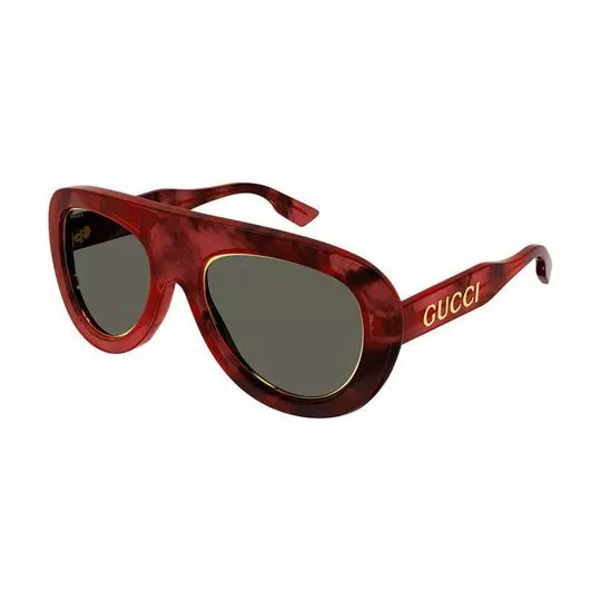 Óculos De Sol Aviador- Bordô & Preto- Gucci