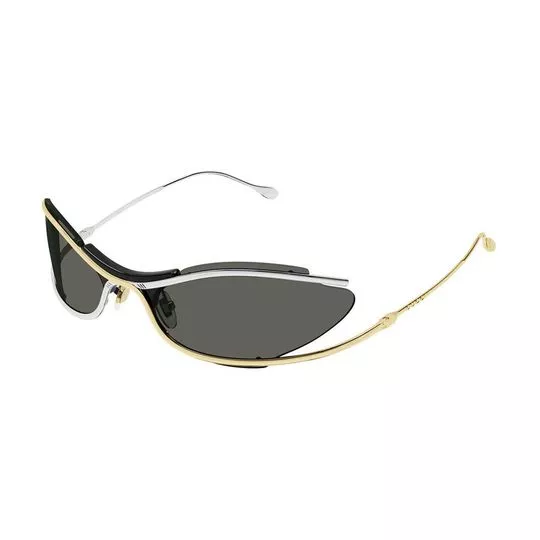 Óculos De Sol Geométrico- Preto & Dourado- Gucci