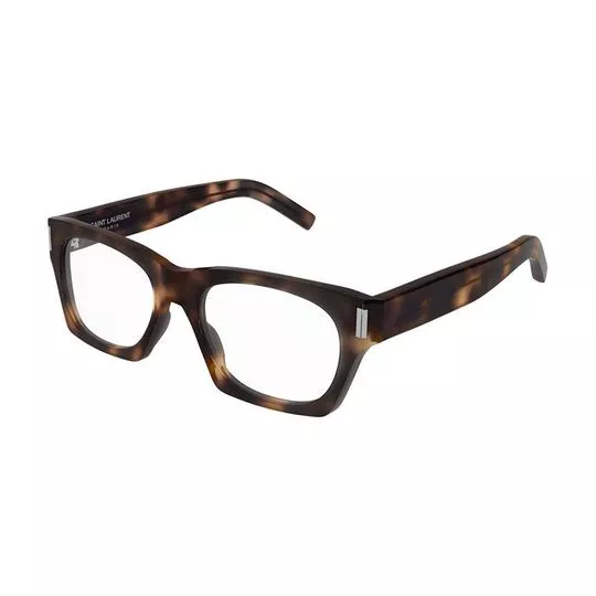 Armação Quadrada Para Óculos De Grau- Marrom Escuro & Bege Claro- Saint Laurent