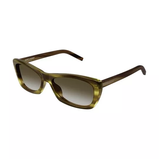 Óculos De Sol Retangular- Marrom Escuro & Marrom- Saint Laurent