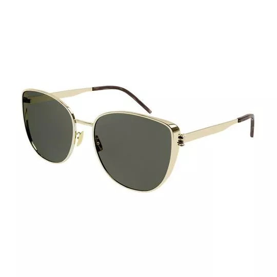 Óculos De Sol Quadrado- Preto & Dourado- Saint Laurent