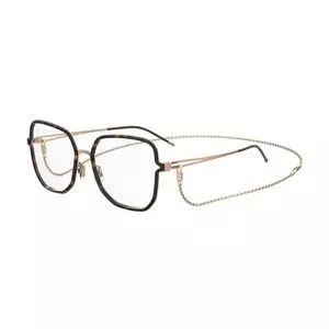 Armação Arredondada Para Óculos De Grau<BR>- Marrom & Rosê Gold<BR>- Hugo Boss