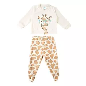 Pijama Girafa<BR>- Off White & Laranja Escuro<BR>- Tip Top