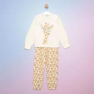 Pijama Girafa<BR>- Off White & Laranja Claro<BR>- Tip Top