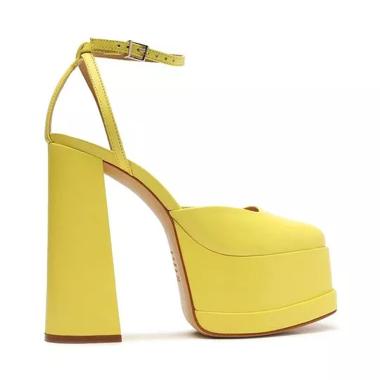Sapato Meia Pata Em Couro- Amarelo- Schutz