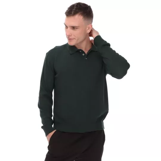 Suéter Em Tricô- Verde Escuro- Reserva
