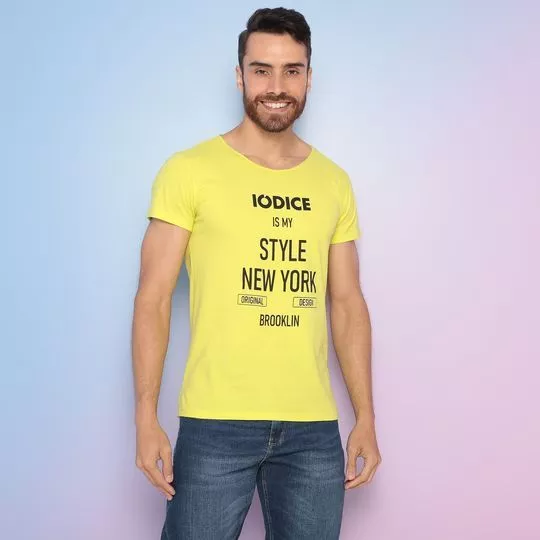 Camiseta Com Inscrições- Amarelo Claro & Preta- Iódice