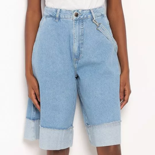 Bermuda Jeans Com Recortes- Azul- ZINCO