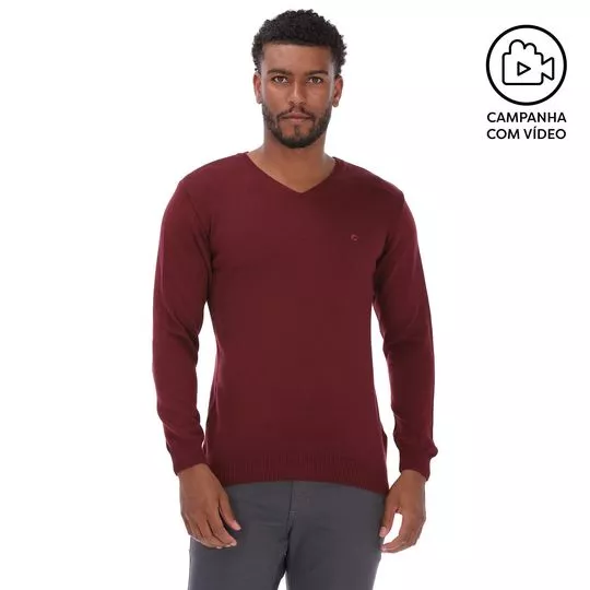 Suéter Em Tricô- Bordô- Colcci