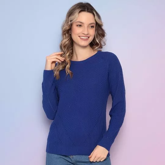 Suéter Em Tricô- Azul Marinho- Zoomp