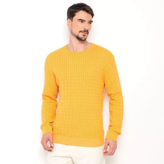 Suéter Texturizado- Amarelo-  Reserva